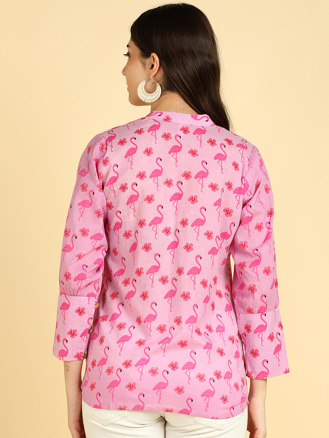 Women Casual Trpical Printed Cotton Regular Fit Shirt (W1677)