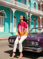 Hand Tie Dyed Multicolor Top for Women (W1525)