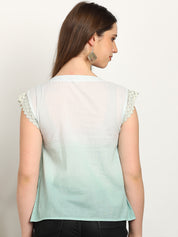 Women Casual Tie & Dye Cotton Flared Top (W1725)