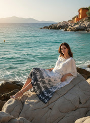 Hand Dyed Loose Fitted Crepe Kaftan Kurta (W1438)