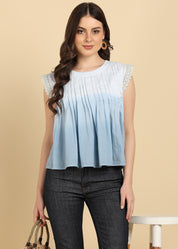 Women Casual Tie & Dye Cotton Flared Top (W1727)