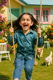 Hand Tie Dyed Collar Shirt for Girls (K1008)