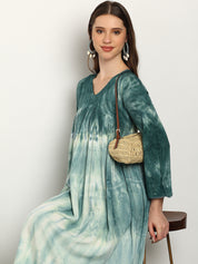 Women Hand Tie & Dye Rayon A-Line Dress (W1731)