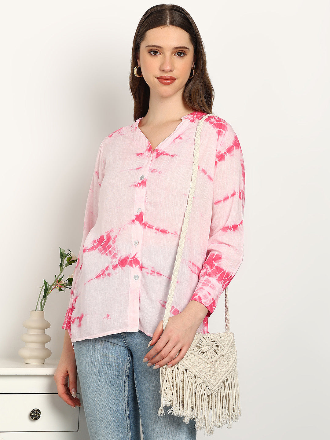 Women Rayon Tie & Dye Full Sleeve Casual Regular Fit Shirt (W1735)