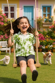 Hand Tie Dyed Half Sleeves Shirt for Girls (K1026)