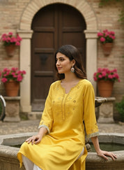 Women Casual Rayon Straight Embroidered Kurta (W1671)
