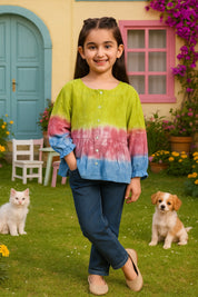 Hand Tie Dyed Shirt for Girls (K1001)