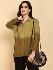 Women Casual Rayon Crepe Tie & Dye Spread Collar Full Sleeves Relaxed Fit Shirt (W1711)