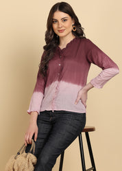 Women Cotton Tie & Dye Full Sleeve Casual Regular Fit Shirt (W1729)