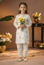Printed Cotton Kurta Pyjama Set For Girls (K11086)