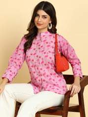 Women Casual Trpical Printed Cotton Regular Fit Shirt (W1677)