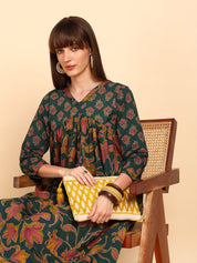Women Cotton Floral Printed Flared/A-Line Dress (W1778)