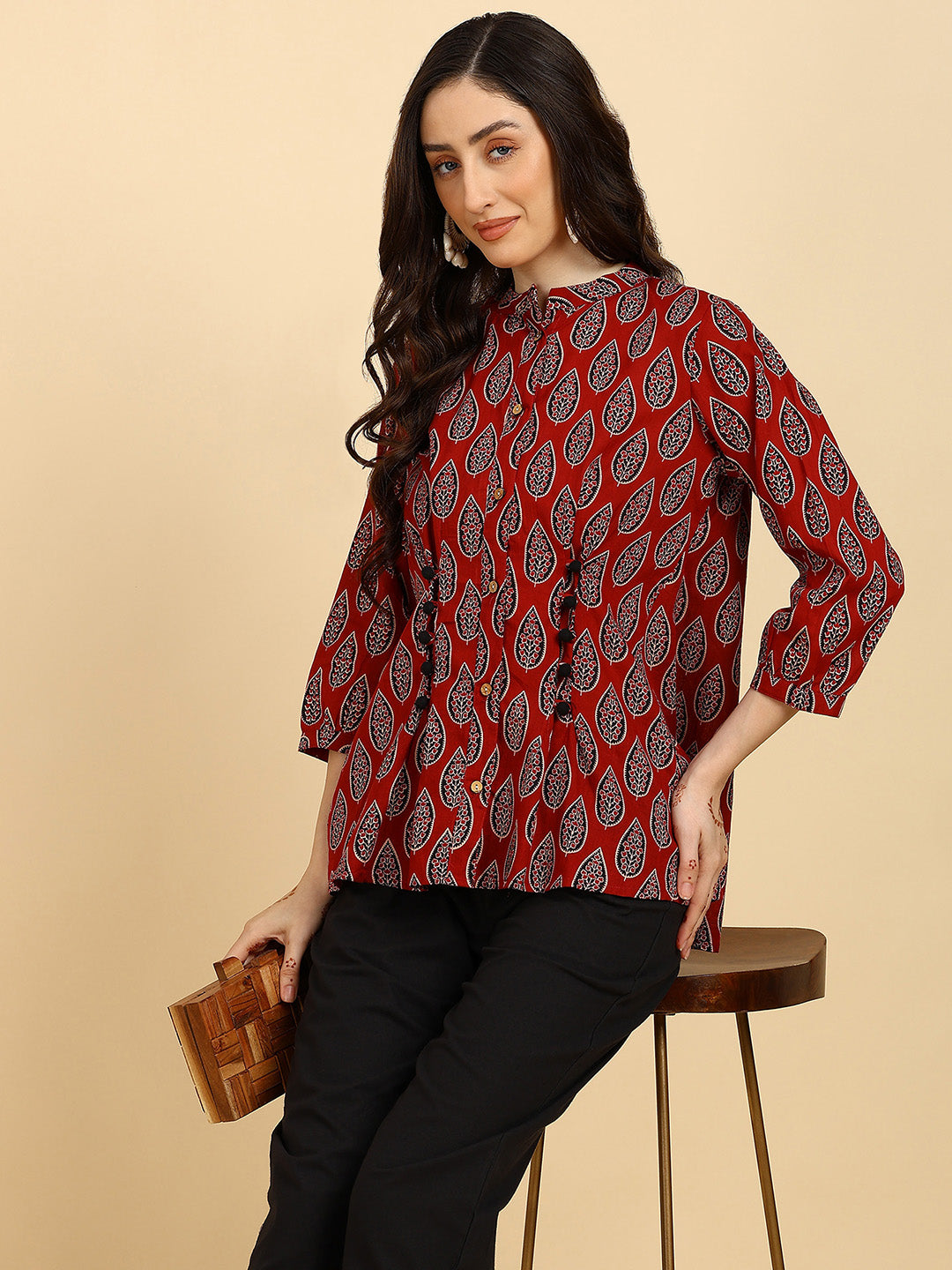 Women Casual Block Printed Cotton Regular Fit Shirt (W1675)