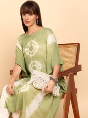 Women Hand Tie & Dye Rayon Crepe Kaftan (W1758)