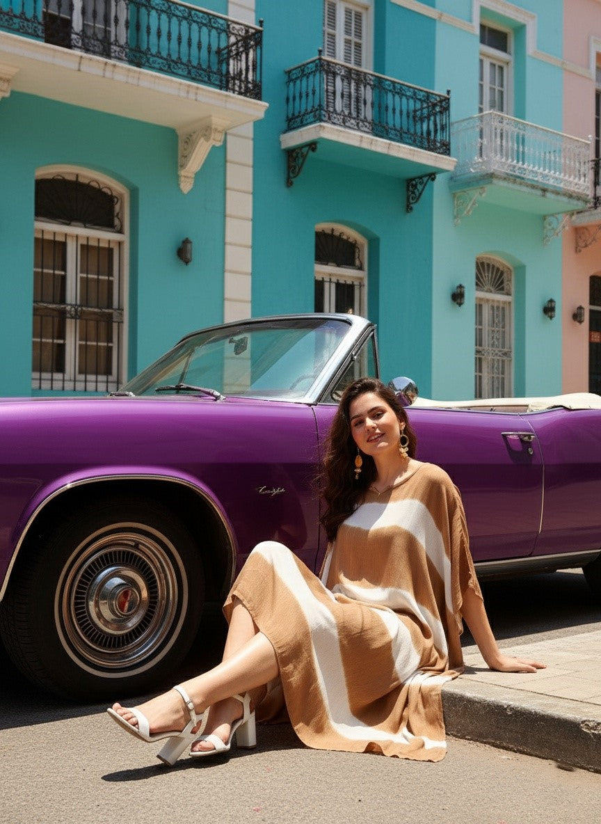 Women Rayon Crepe Tie & Dye Kaftan Dress (W1531)