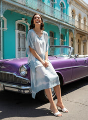 Rayon Hand Dyed Tie Dye Grey Kaftan (W1159)