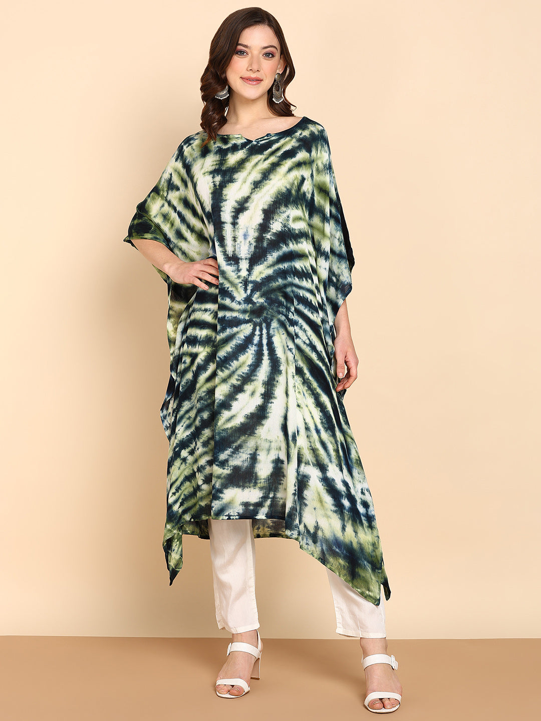 Hand Dyed Loose Fitted Crepe Kaftan Kurta (W1437)