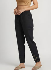 Cotton Solid Regular fit Casual Pant For Women (W1713)