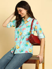 Women Casual Digital Printed Cotton Regular Fit Shirt (1679)