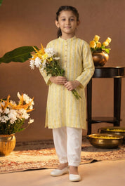 Printed Cotton Kurta Pyjama Set For Girls (K1050)