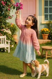 Hand Dyed Rayon Frock Dress for Girls (K1035)