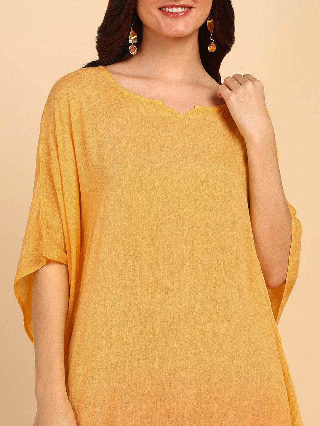 Women Hand Tie & Dye Rayon Crepe Kaftan (W1532)