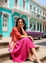 Rayon Crepe Tie Dye Brown Kaftan Dress (W1189)