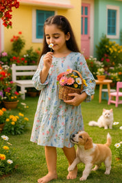 Cotton Printed Frock Dress for Girls (K1032)