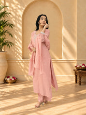 Jaipurhues Luxe Pink Mulchanderi Festive Kurta Set | Kurta Bottom Dupatta (W10010)