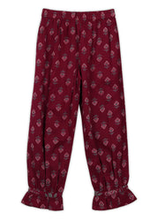 Girls Maroon Printed Cotton A-line Kurta And Pant Set (K1091)