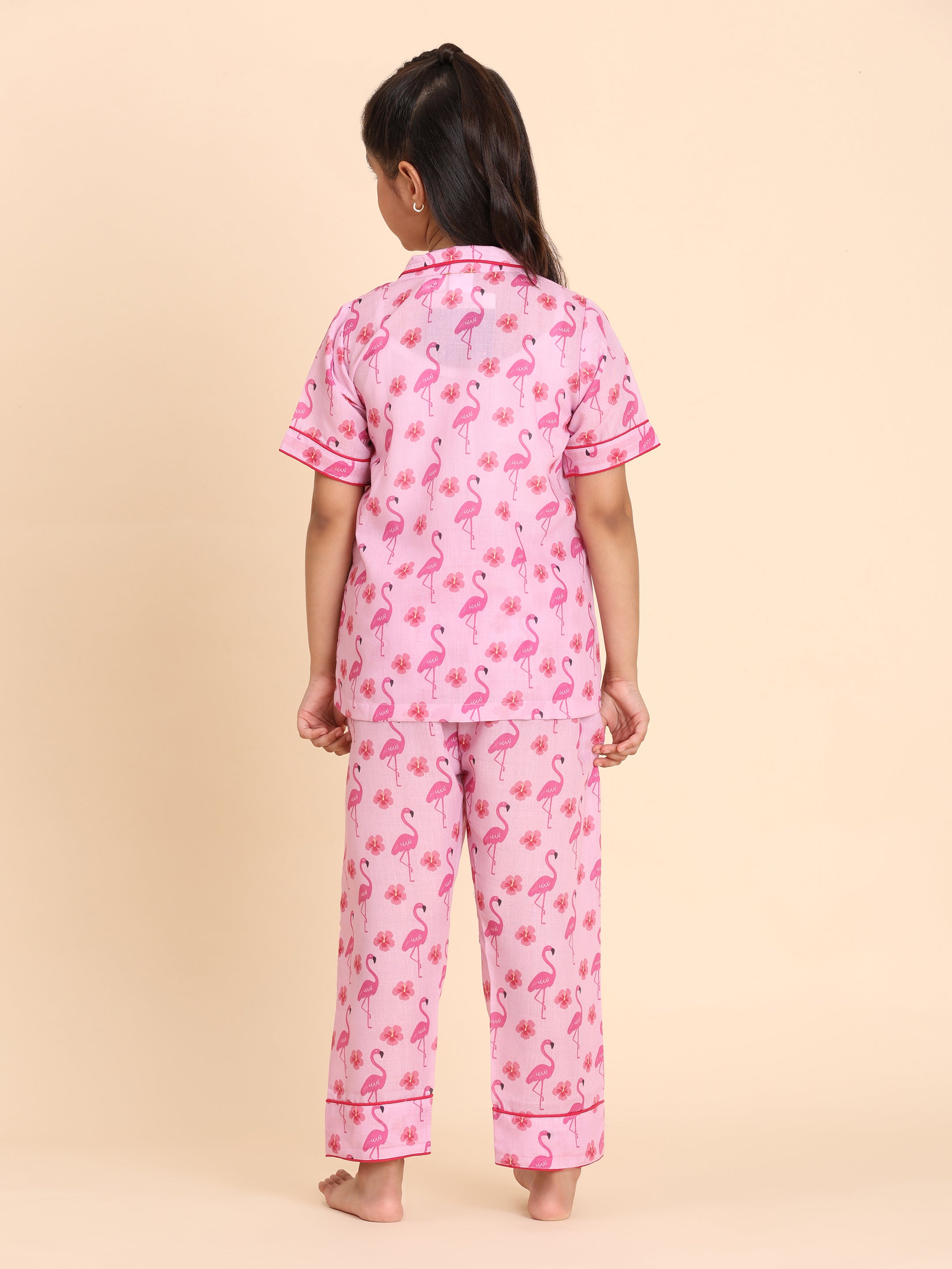 Women Printed Shirt With Matching Kids Night Suit Set Mother Daughter Combo (COMBOMD9029)