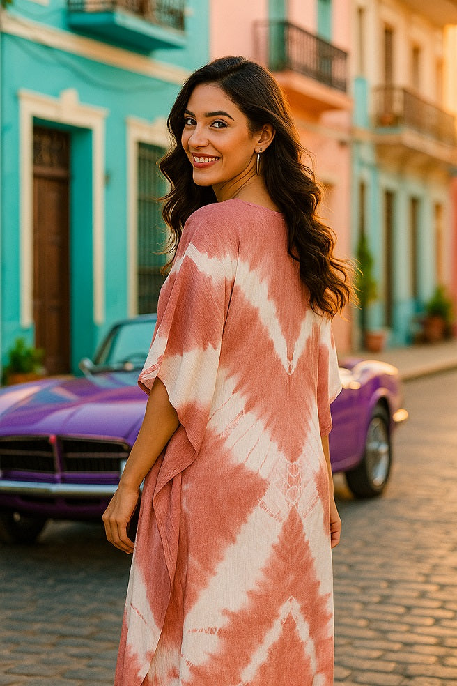 Hand Dyed Loose Fitted Crepe Kaftan Kurta (W1428)