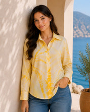 Women Casual Rayon Staple Tie & Dye Spread Collar Full Sleeves Loose Fit Shirt (W1699)