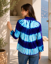 Women Rayon Staple Tie & Dye Spread Collar Regular Fit Shirt (W1774)