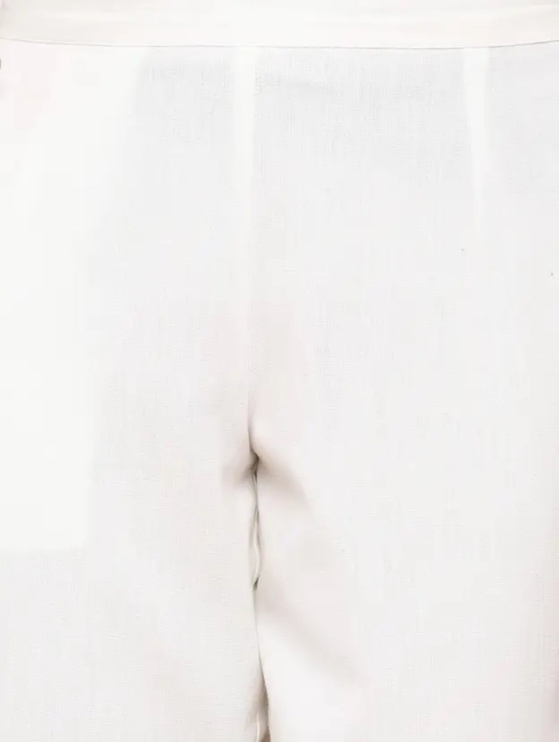 Women White Cotton Solid Casual Pant (W1068)