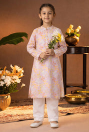 Printed Cotton Kurta Pyjama Set For Girls (K11085)