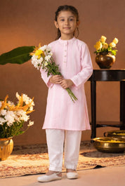 Printed Cotton Kurta Pyjama Set For Girls (K11084)