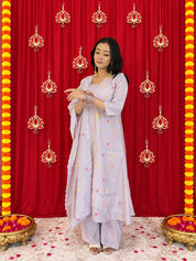Maaesa Luxe Purple Mulchanderi Festive Kurta Set | Kurta Bottom Dupatta (W10001)