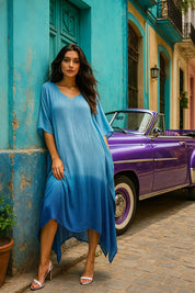 Hand Dyed Loose Fitted Crepe Kaftan Kurta (W1439)