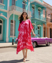 Rayon Crepe Tie Dye Pink Kaftan Kurta (W1123)