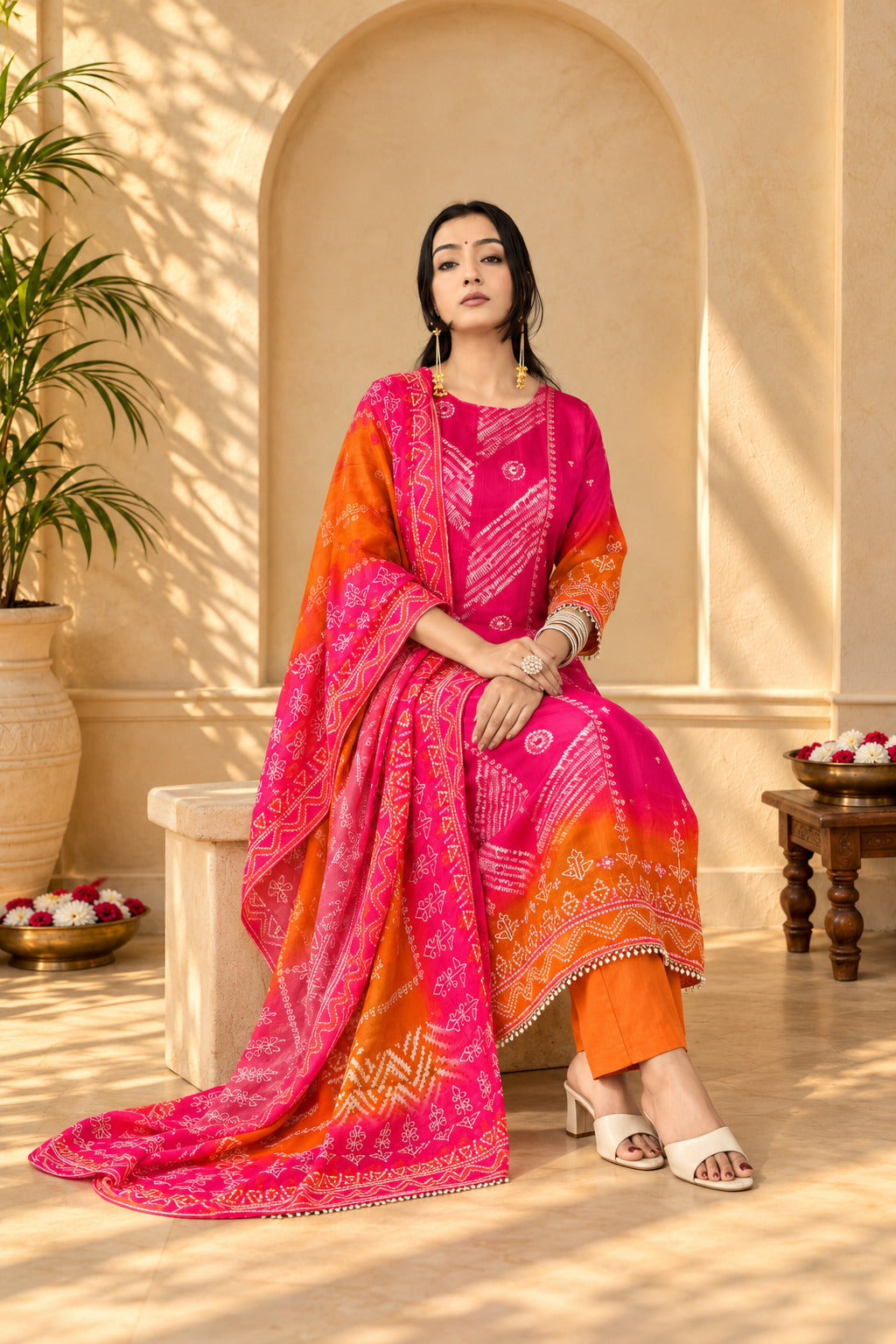 Jaipurhues Luxe Rani Muslin Silk Festive Kurta Set | Kurta Bottom Dupatta (W10006)