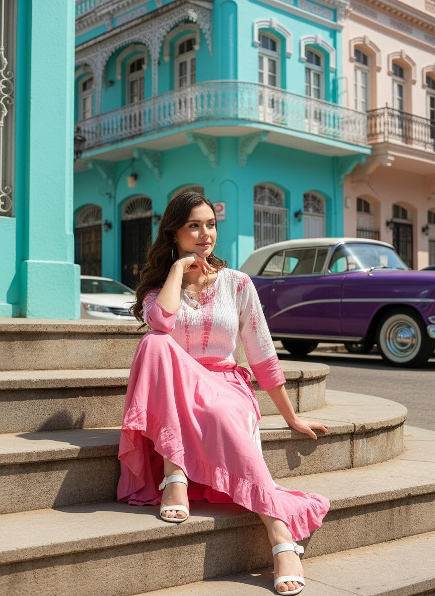 Women Rayon Staple  Bobbin Dress (W1468)