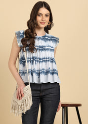 Women Casual Tie & Dye Cotton Flared Top (W1726)