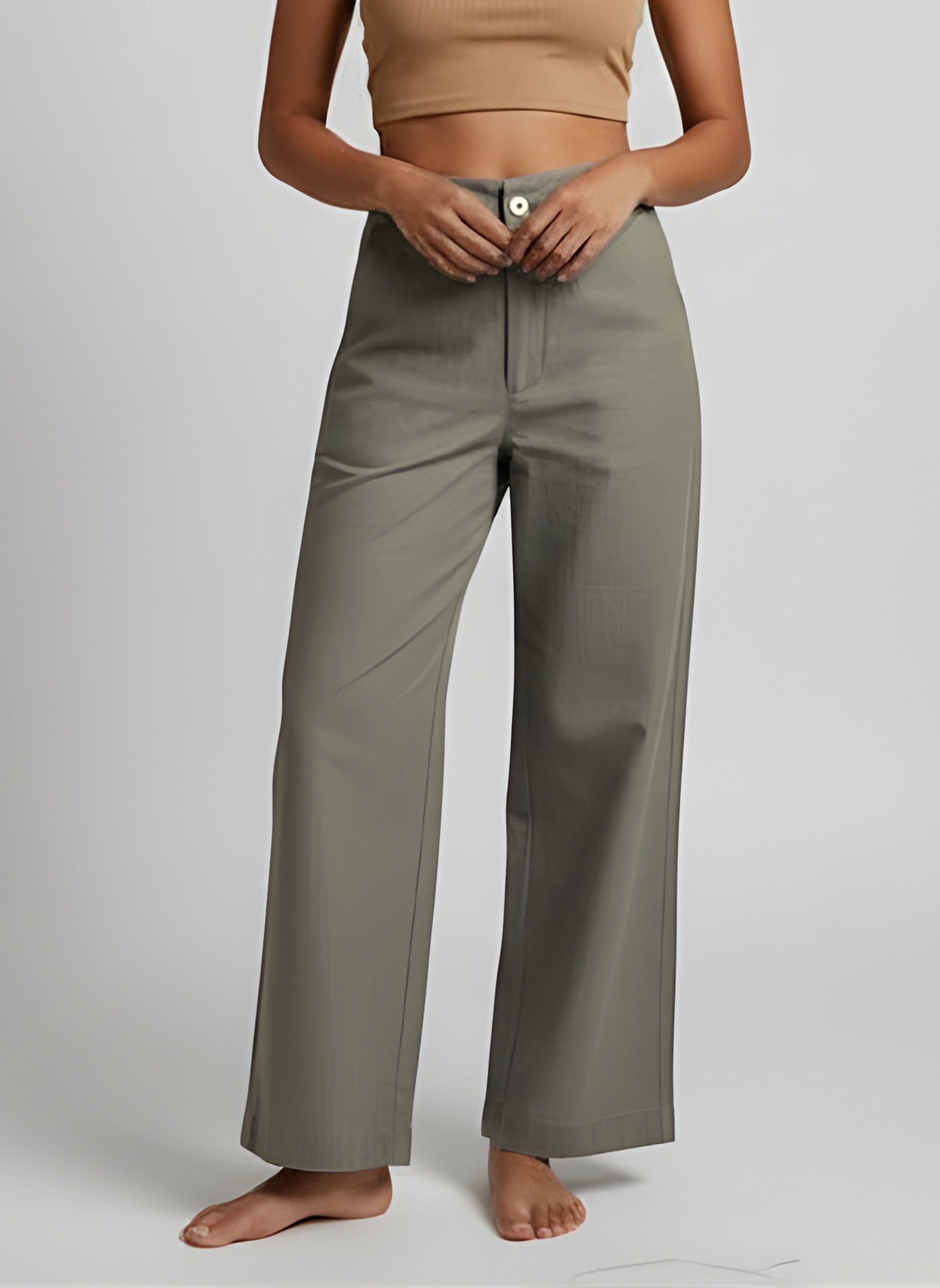 Cotton Solid Regular fit Casual Pant For Women (W1714)