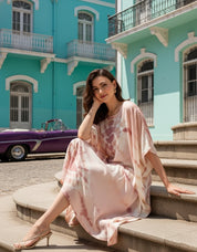 Rayon Hand Dyed Tie Dye Brown Kaftan (W1157)