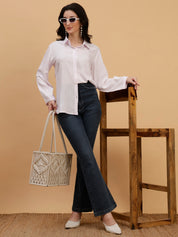 Women Whitish Pink Solid Rayon Regular Fit Shirt (W1784)