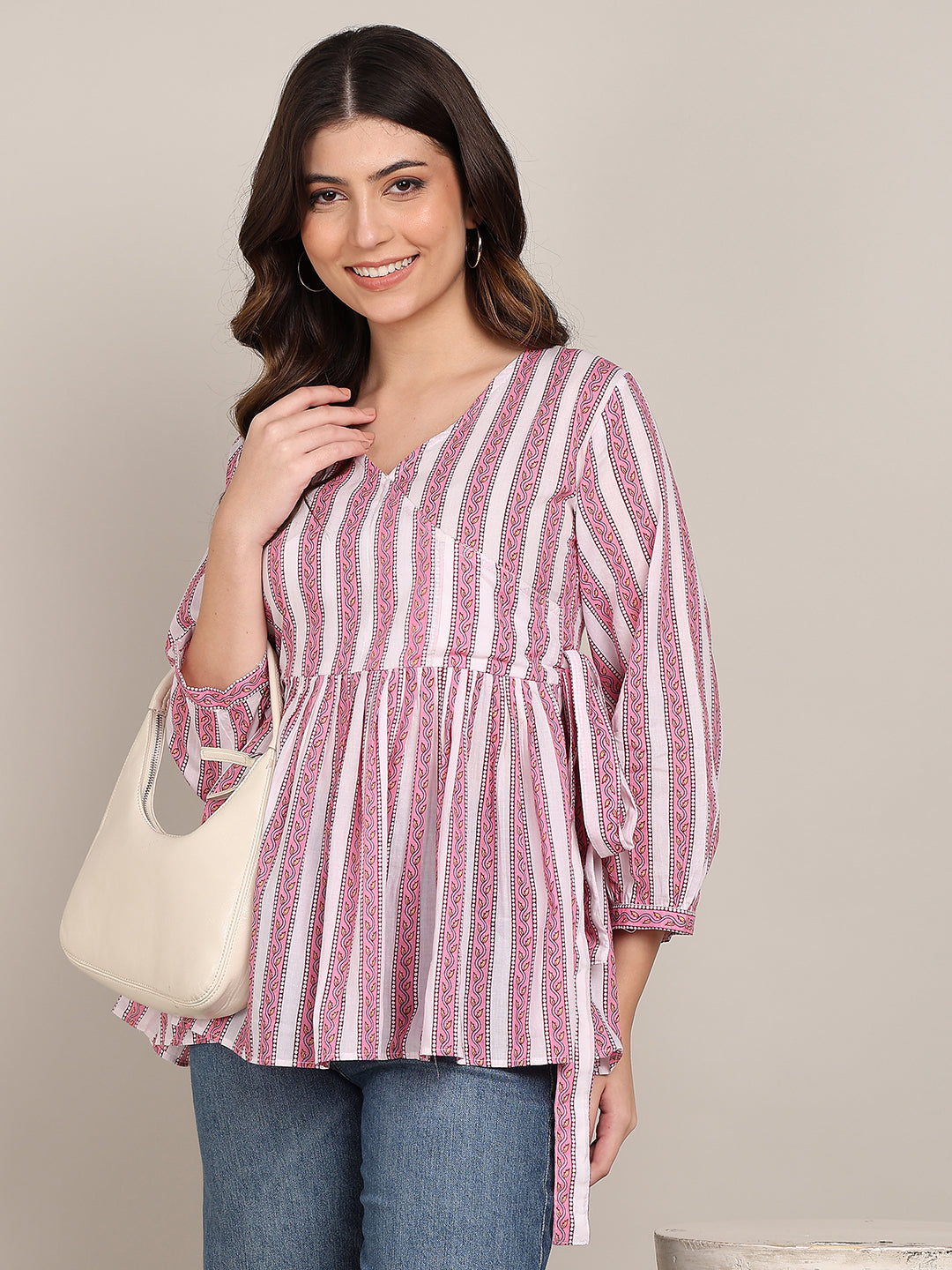 Women Casual Striped Cotton Regular Fit Top (1680)