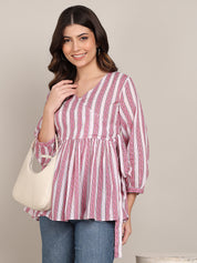 Women Casual Striped Cotton Regular Fit Top (1680)