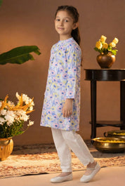 Printed Cotton Kurta Pyjama Set For Girls (K11082)
