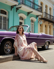 Rayon Hand Dyed Tie Dye Brown Kaftan (W1157)